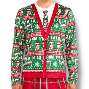 Briefly Stated Size Medium FA La La La Llama Ugly Sweater Long Sleeve Tee